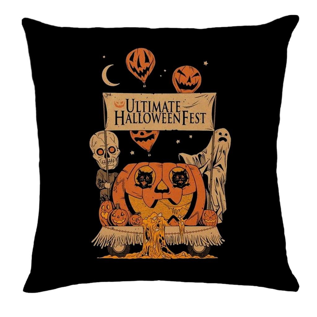Halloween Home Holiday Party Decorations Pumpkin Skull Ghost Pillow Cover Suitable for Home Living Room Sofa Room Decoration