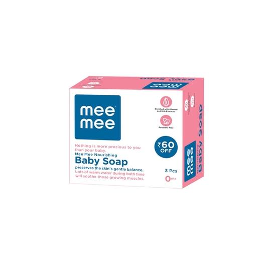 Sapone per Bambini Mee Mee 75g, Confezione da 3 (Compra 2, Ricevi 1 Gratis) | Sapone da Bagno Nutriente con Burro di Karité e Cacao Naturali | Per la Pelle Sensibile del Bambino
