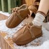Lamb wool waterproof bag heel cotton shoes women's autumn and winter outdoor non-slip warm velvet thickened fashion leather snow boots