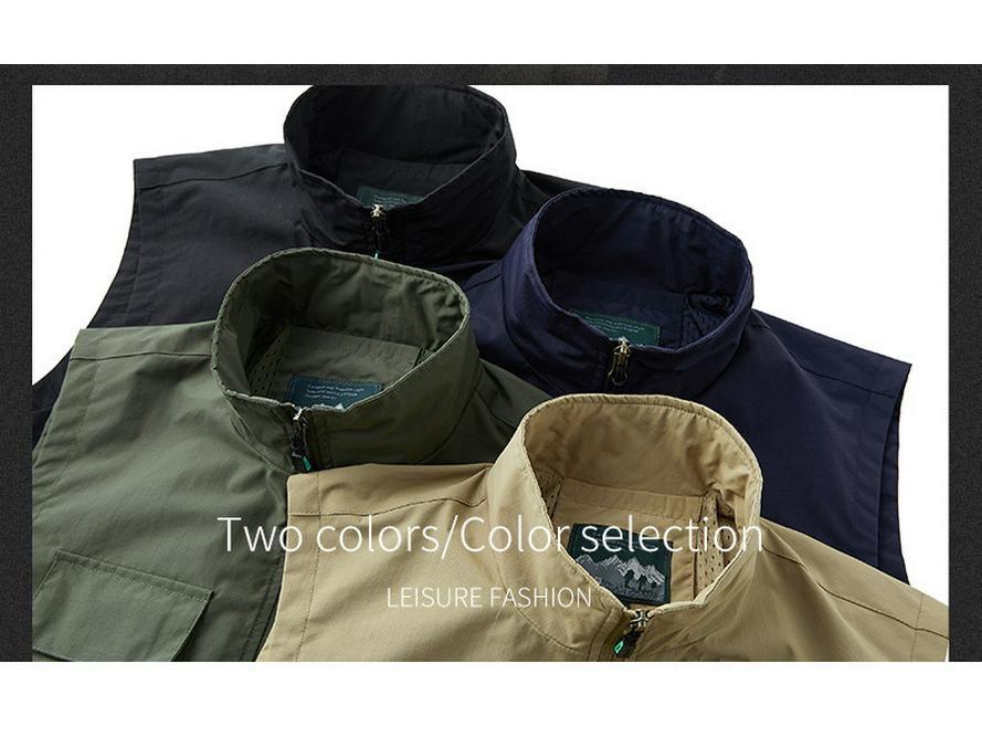 Gilet da pesca casual da uomo multi-tasche per primavera e autunno, per esterni, per mezza età e anziani