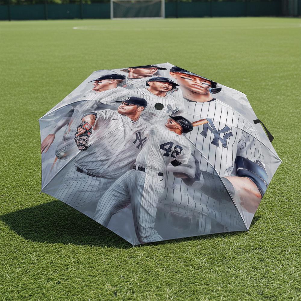 1 PC Automatic Folding Umbrella-New York Yankees Pattern, Portable & Foldable Design with 8 Ribs, Christmas Birthday Gifts