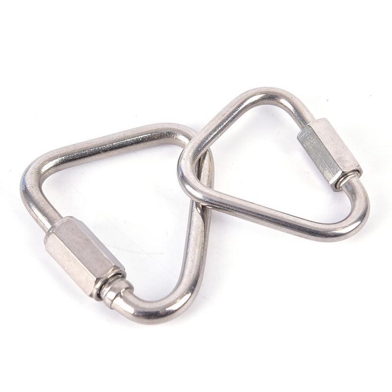 Triangle Carabiner Stainless Steel Keychain Snap Clip Hook Buckle Screw Lock