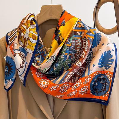 Natural Silk Scarf Women Square Shawls Wraps Scarves Pashmina Female Hijab Bandana Bufanda Poncho Kerchief Cachecol 90Cm