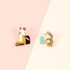 Funny Cat Brooch Play Music Drink Water Kitty Cartoon Animal Enamel Pins Bag Clothes Lapel Pin Cute Badge Jewelry Gift for Kids