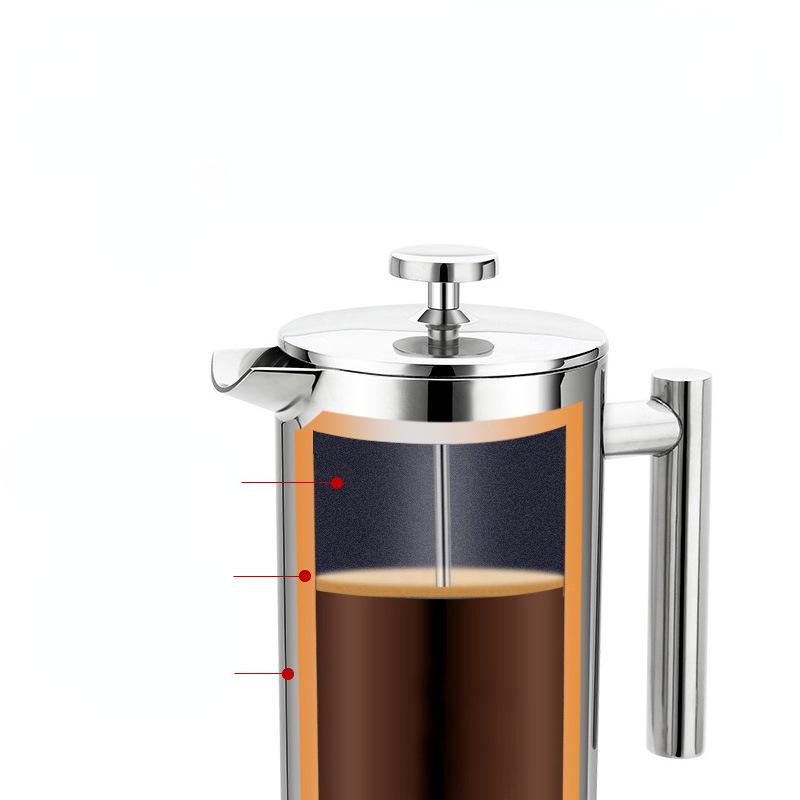 Double-Wall Insulated Coffee Maker French Press Stainless Steel Espresso Coffee Machine High Quality Coffee Tea Maker Pot