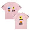 Camiseta Oversized de Casal Ferrari F1 Racing Estampa Clássica de Logo de Patrocinador Manga Curta Casual de Motorsport Streetwear