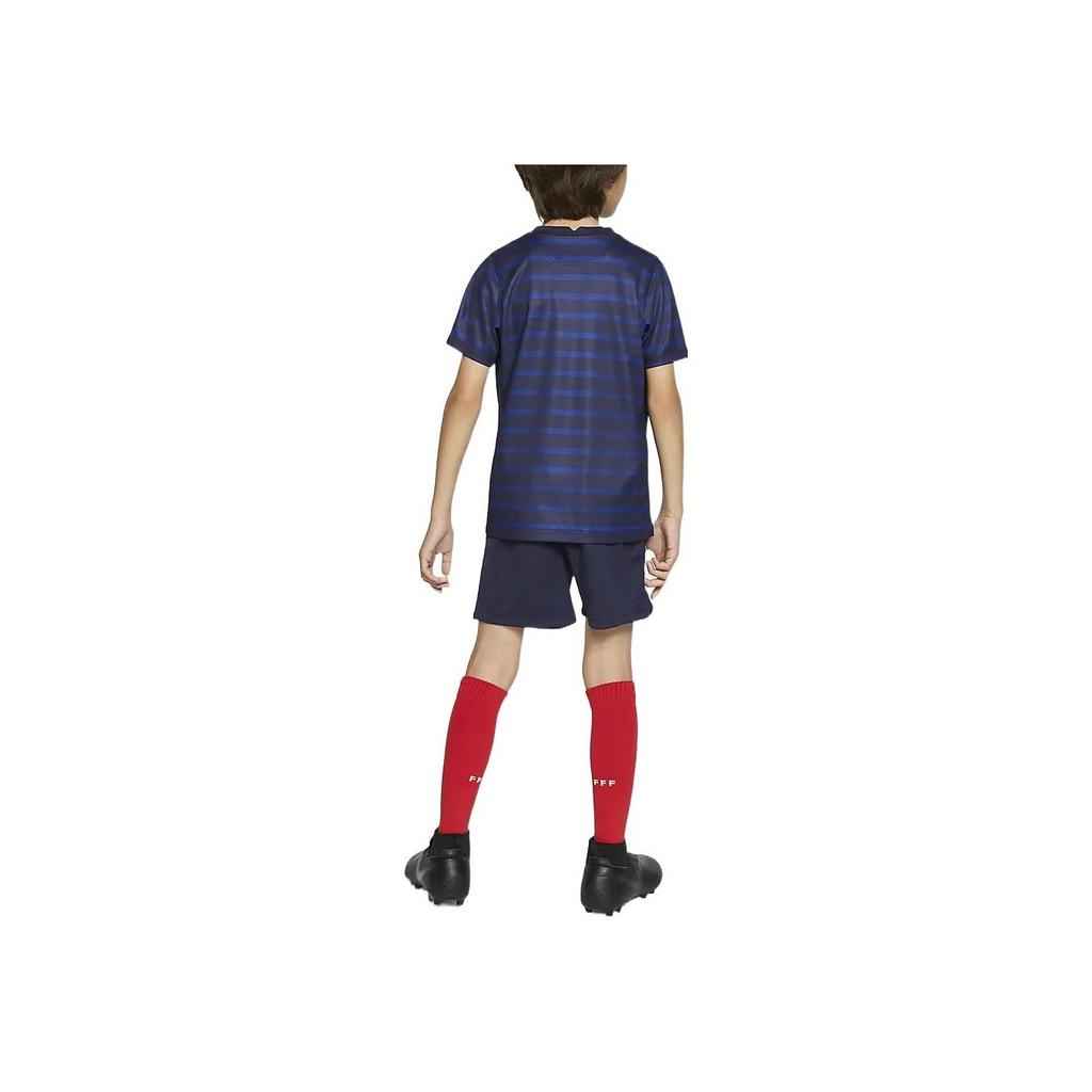 Nike Kids Logo Print Striped Crew Neck Short Sleeve T-Shirt And Shorts With Long Socks Sportswear Set Kids Sportswear Set CD1271-498