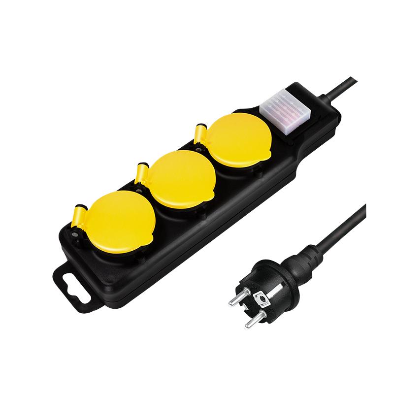 LogiLink Waterproof Power Strip: 3 CEE 7/3 Sockets IP44 Protection 1.5m