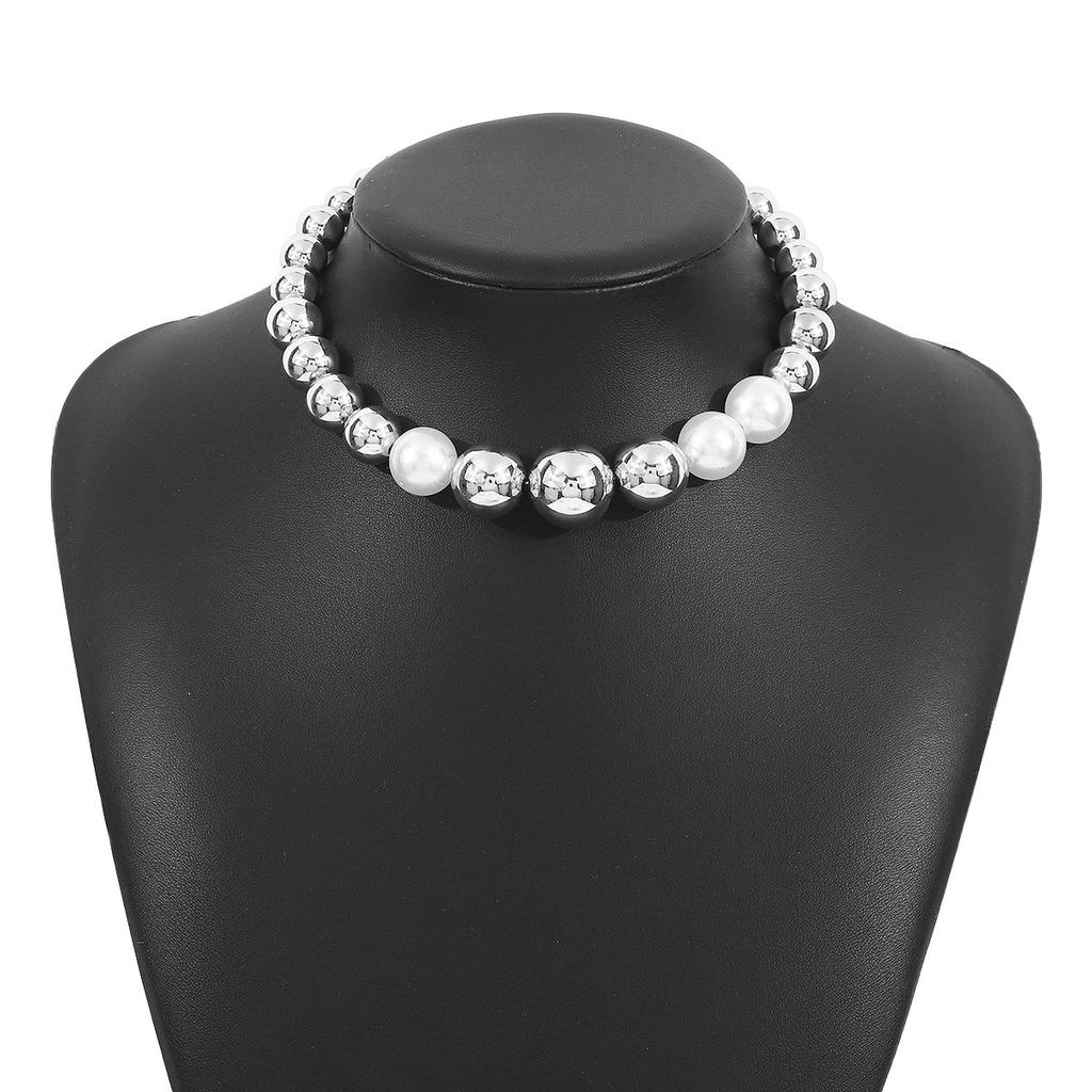 Šperky přehnaný punk kontrastní korálkový náhrdelník, módní krátký perlový náhrdelník choker