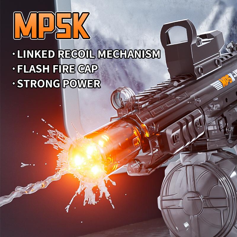 Mp5K Kids Automatic Water Gun With Retractable Stock Linked Recoil Mechanism Electric Water Guns Kids Summer Outdoor Toys