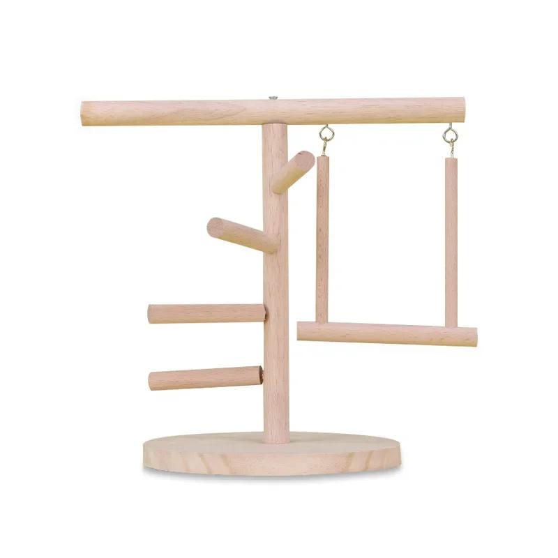 Bird Toys Parrot Station Stand Tree Branch Wooden Perch Playstand Cockatiel Gym Playground For Pet Bird Daily Playing Supplies