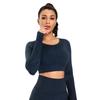 Sports Tights Quick Drying Fitness Running Seamless Navel Top Long Sleeve Yoga Clothes