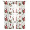 Christmas Cardinals Poinsettia Tulle Curtains For Living Room Bedroom Home Decor Chiffon Sheer Voile Kitchen Curtain