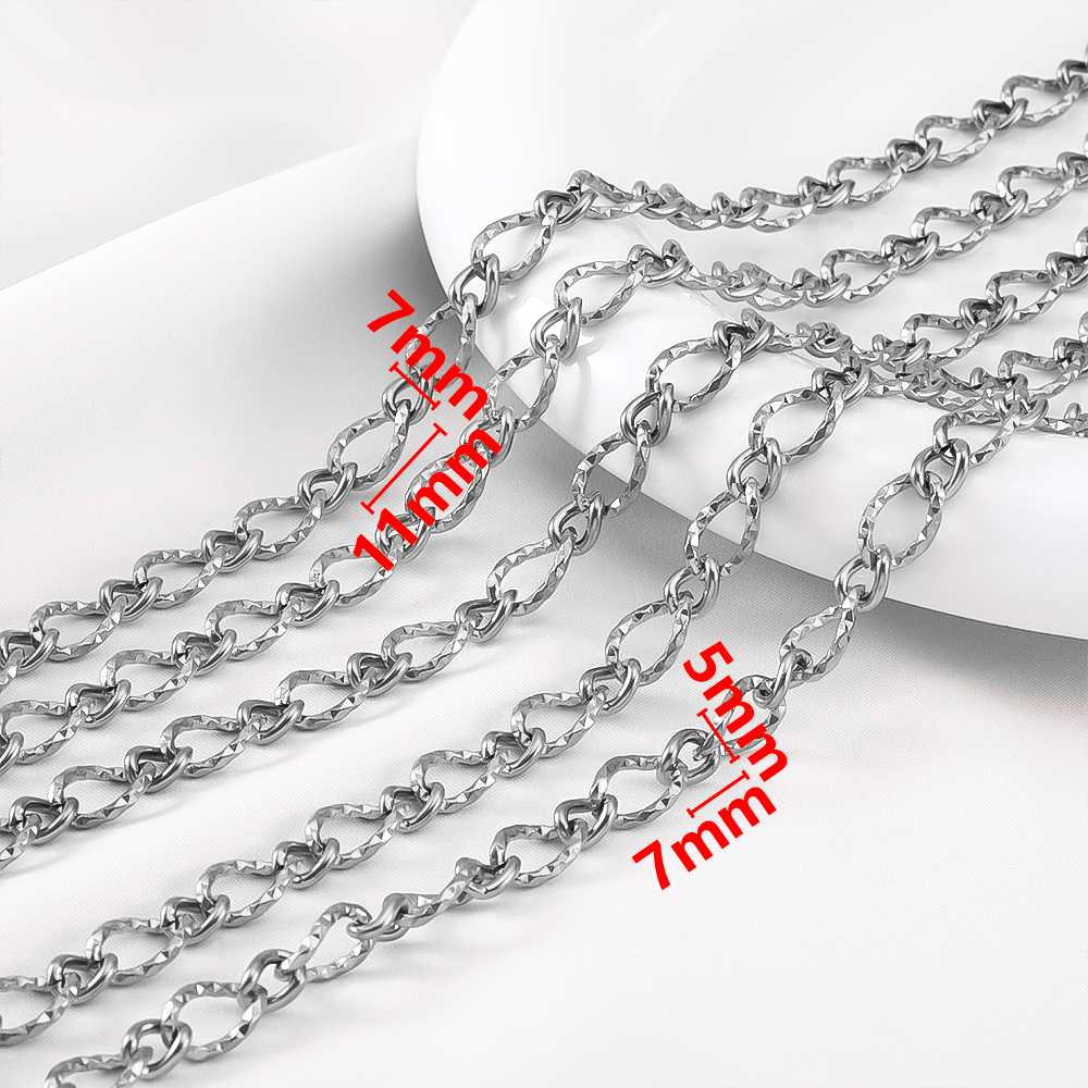 1Meter Stainless Steel Gold Plated Link Chain for Needlework DIY Men Necklace Bracelet Jewelry Making Materials Supplies No Fade