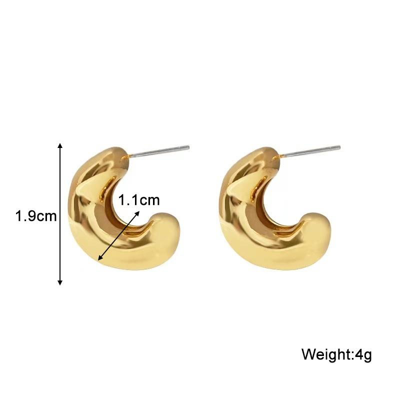 Irregular C-shaped Geometry Golden Stud Earrings for Women Girl Korean Love Aesthetic Daily Life Minimalist Jewelry
