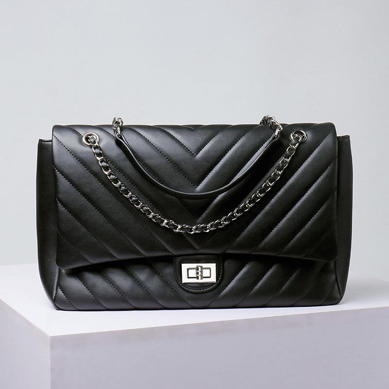 Vendita diretta in fabbrica borsa a tracolla a catena rombica in pelle di mucca borsa tote di grande capacità borsa a spalla messenger da donna in vera pelle per pendolari