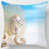 Home Decor Seahorse  Beach Scenes Decorative Pillow Covers Pattern Cushion Cover Suitable for Sofa Bedroom Car Pillow Cover