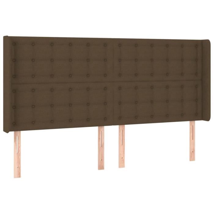 VidaXL Tête de lit avec oreilles Marron foncé 203x16x118-128 cm Tissu3120039
