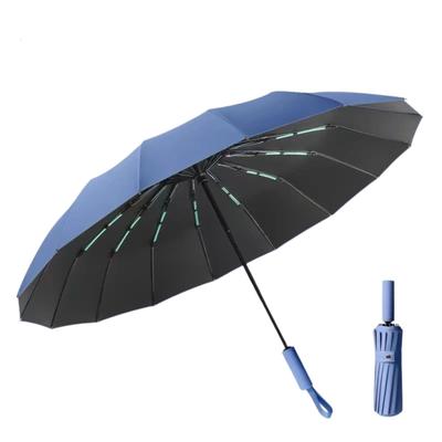 Navy Folding Umbrella with 16 Suitable for Both Sunny and Rainy Automatic Opening and and Lightweight, Large, Ribs, Days, One-touch Closing, Sturdy,
