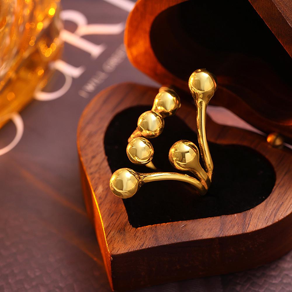 18K Gold-Plated Creative Titanium Steel Ring with Spherical Design