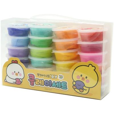 Pinkfoot 13000 Little Friends Soft Clay 16g X 24 Types Set, 24 Colors, 554g, Korean Toy Supplies