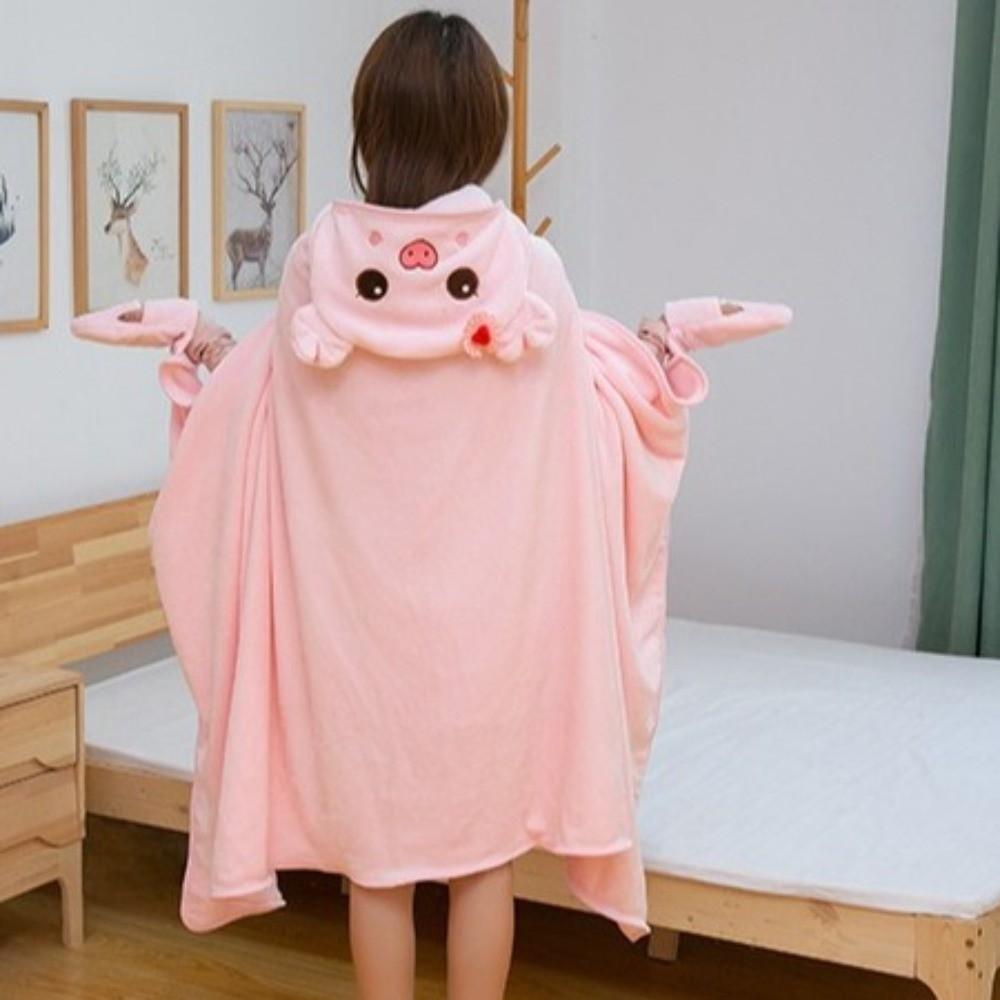 Cozy Hooded Nap Blanket Warm Shawl Blanket Cute Kawaii Cloak  Office Nap