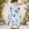 Ladies Plus Size Asymmetric Diagonal Shoulder Long Sleeve Dress
