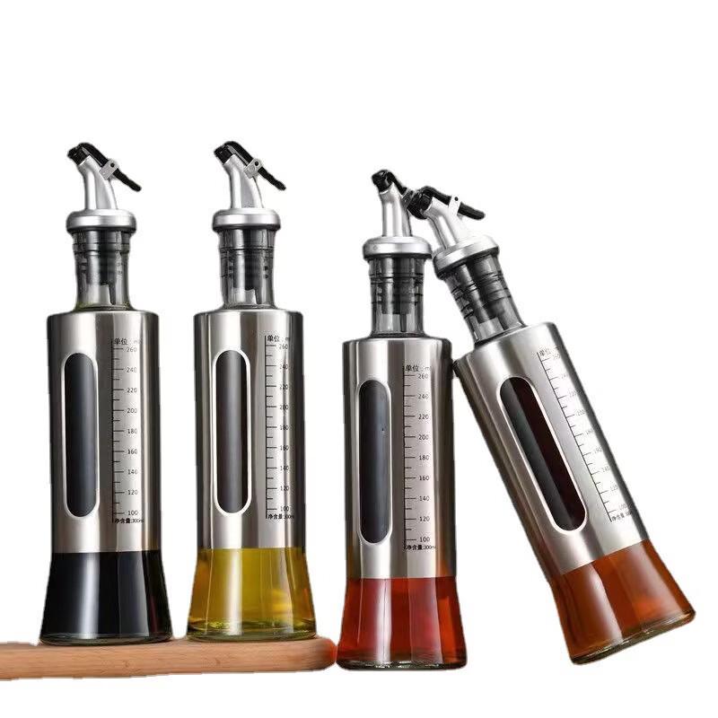 Distributeur d'huile Ru Han 500 ml en acier inoxydable avec bouchon à rabat et graduation