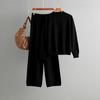 Half Turtleneck Sweater Love Fashion Suit Women + Solid Color Casual Pants Wide Leg Pants Two-piece Set