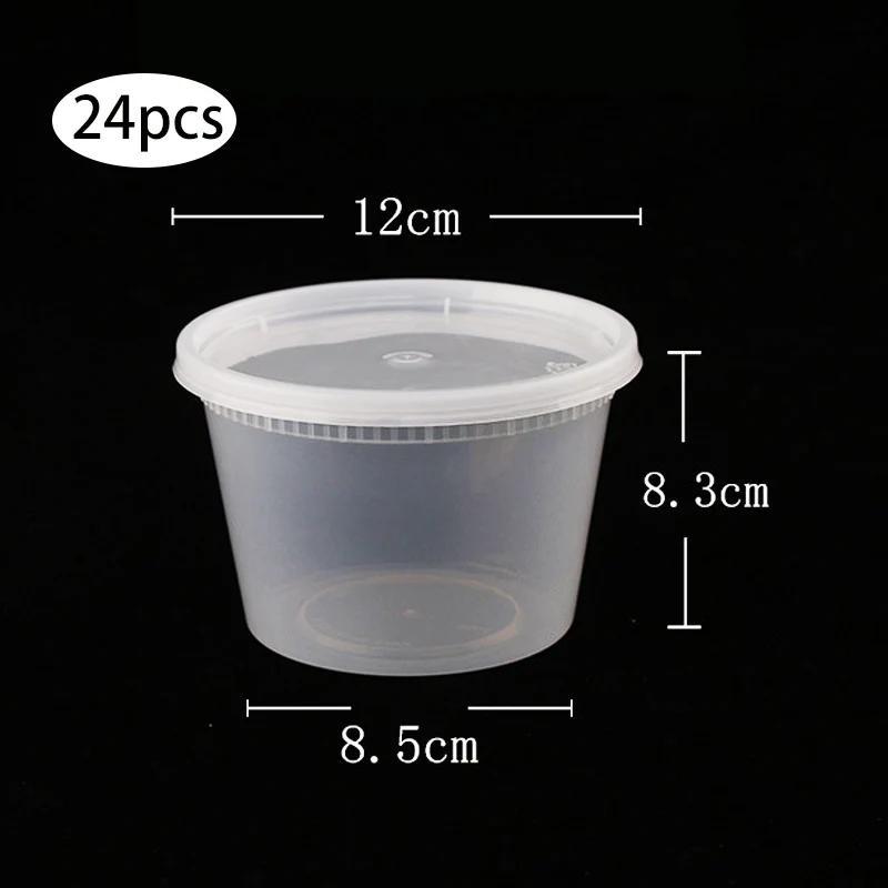 

24 шт. Пластиковые контейнеры для заморозки деликатесных продуктов с герметичными крышками, одноразовые прозрачные банки Togo, миски для приготовления салатов, супов и блюд