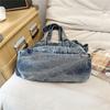 Large Capacity Denim Bag Retro Tote Bag Commuter Student Class Shoulder Crossbody Bag