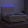 Exclusive House - Slatted Bed Base and Mattress and LED Cream 140x200cm Fabric