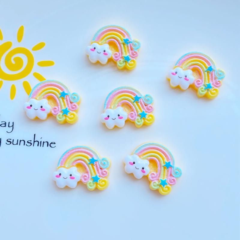 20Pcs New Cute Mini 16*21mm Rainbow Series Flat Back Resin Cabochons Scrapbooking DIY Jewelry Craft Decoration Accessorie