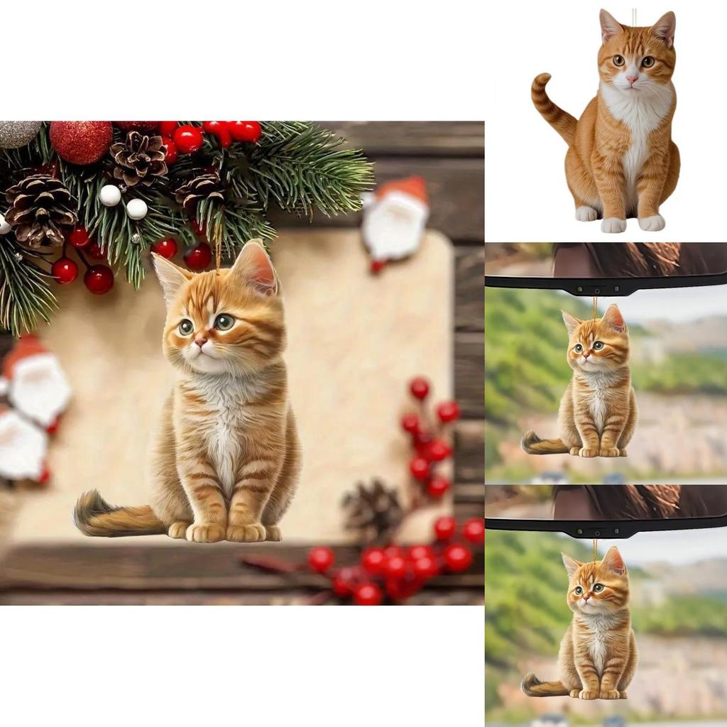 Niedlicher Oranger Katzenmuster Acryl Anhänger Für Roadtrip Zubehör