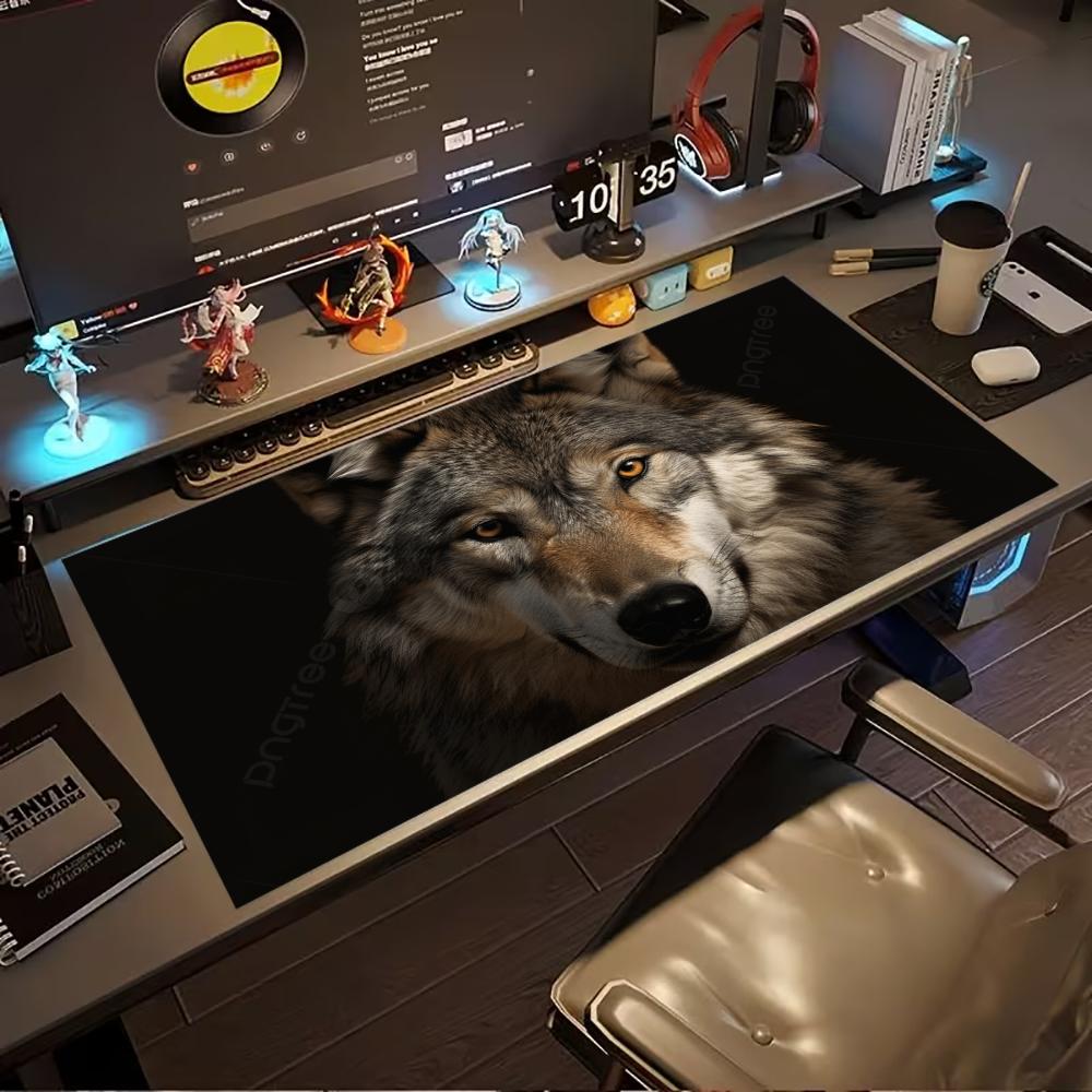 Wilder Wolf Tier Ausziehbare Schreibtischmatte Rutschfeste Gummi-Nahtkante Großes Mauspadd für Laptop PC Büro Schreibtisch Gaming-Zone