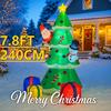 7.8FT LED Lit Inflatable Xmas Yard Decor Christmas Tree with Santa Snowman Gift Christma Supplies Home Decor Ornaments Toy Gifts