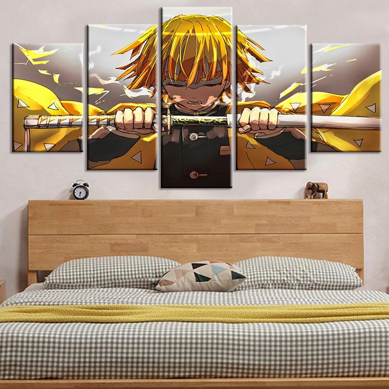 

Demon Slayer Kimetsu No Yaiba аниме 5 шт. настенное искусство холст постеры картины для гостиной домашний декор фотографии украшения