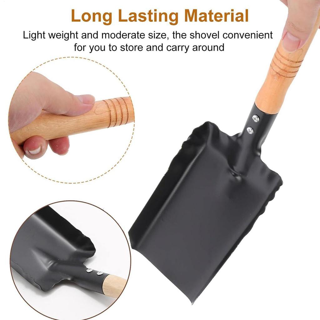 Fireplace Shovel Wooden Handle Coal Scoop Ash Shovel for Wood Stove for Stove Barbecue Outdoor Garage Charcoal Backyard