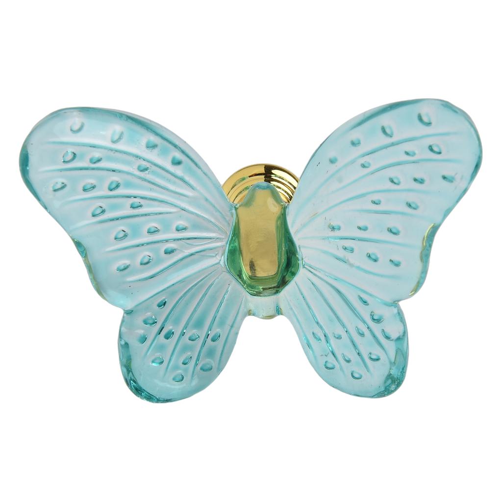 Dresser Butterfly Pulls Stylish Vintage 1 Pcs 25g 6cm*4.9cm/2.3in*1.9in Beautiful Easy Installation Glass+metal