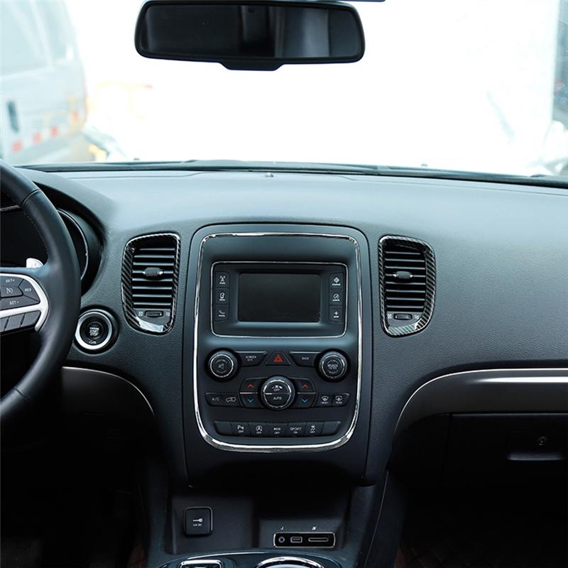 Car Dashboard Air Vent Outlet Trim Cover Frame For Dodge Durango 2011- Accessories - ABS Carbon Fiber
