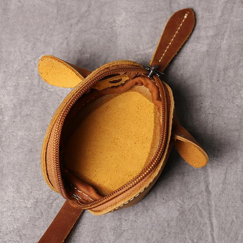 Genuine Leather Small Coin Purse Creative Lovely Rat Zipper Key Case Men Women Portable Key Wallets  Children's Key Bags
