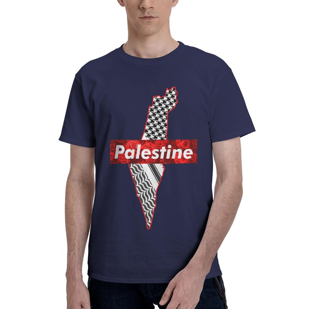 Palestine Flag Gaza T Shirts Unisex Pure Cotton Vintage TShirt Round Collar Tees Short Sleeve Tops Summer