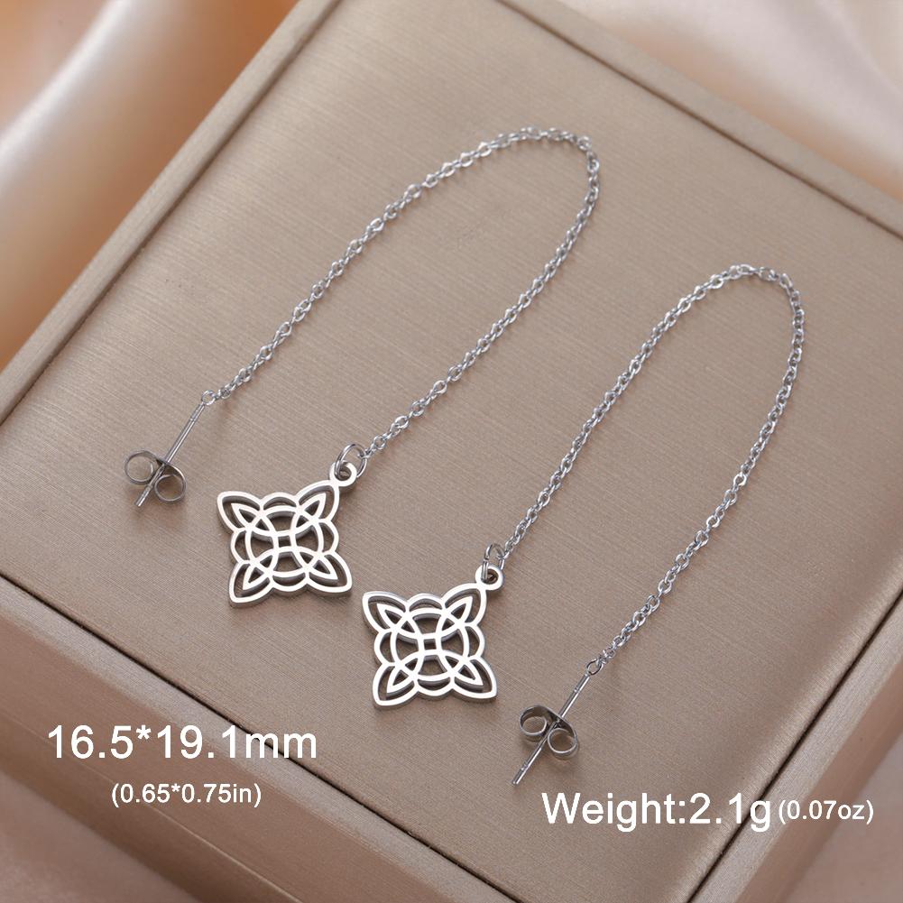 LIKGREAT Stainless Steel Celtic Infinity Knot Dangle Earrings for Women Lady Elegant Hook Charms Good Luck Jewelry New Year Gift