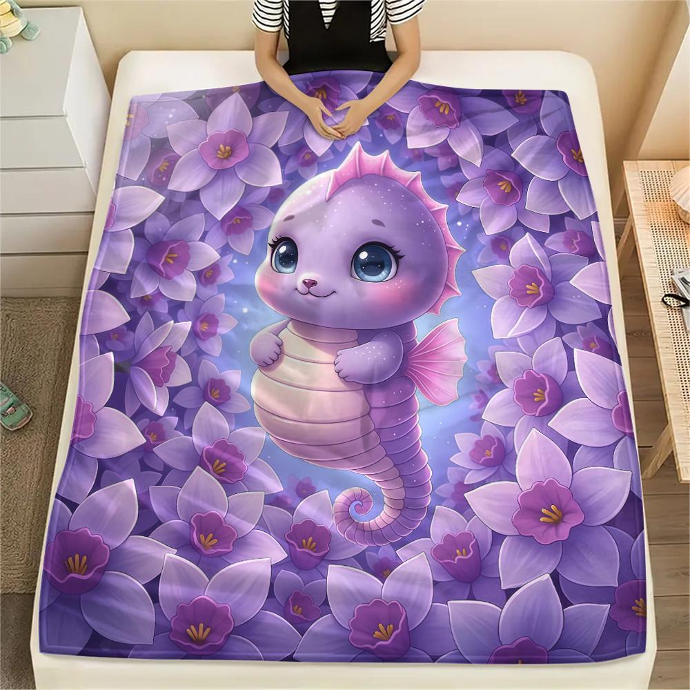 1Pc Cartoon Print Flannel Blanket, High Quality Comfortable for All Seasons, Home Decor, Warmth and Comfort, Perfect for Christmas Birthday Gift