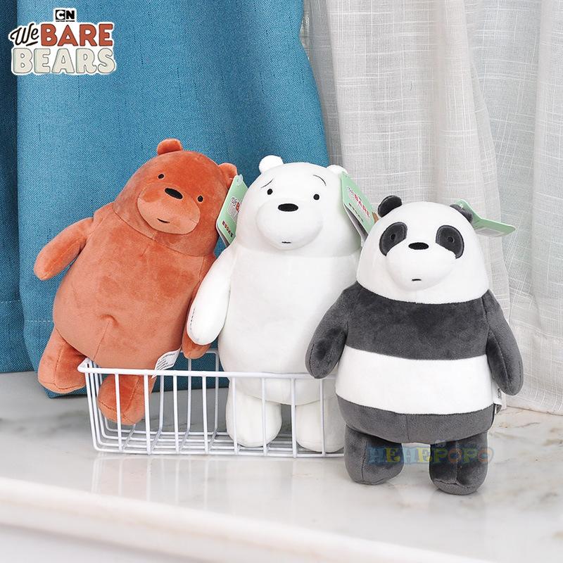24cm Stehendes We Bare Bear Plüschtier 20cm Sitzender Bär - Sammle die liebenswerten We Bare Bears Zeichentrick-Plüschtierpuppen