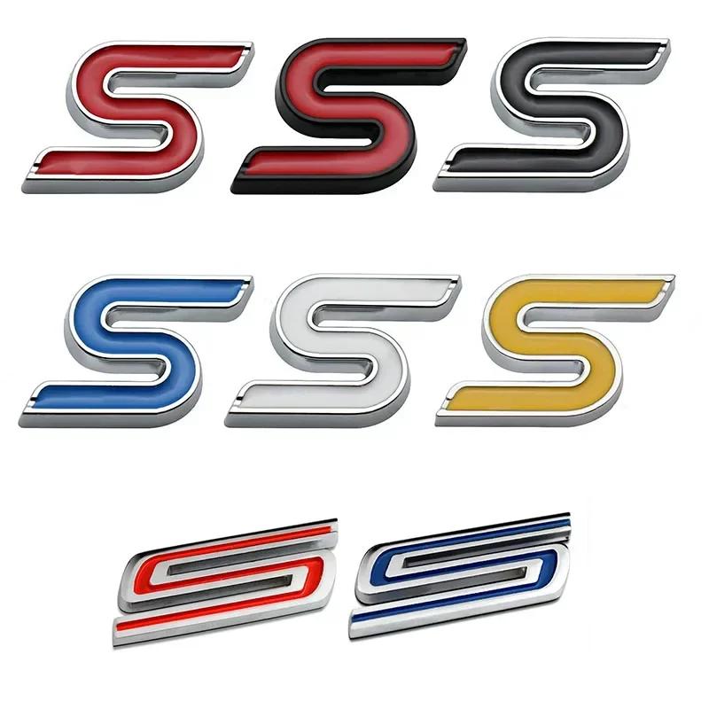 Hkwmg3 3D Metal S Logo Front Grille Emblem Badge Car Rear Trunk Stickers For Ford Focus Fiesta Escape Ecosport Kuga Mondeo Accessories