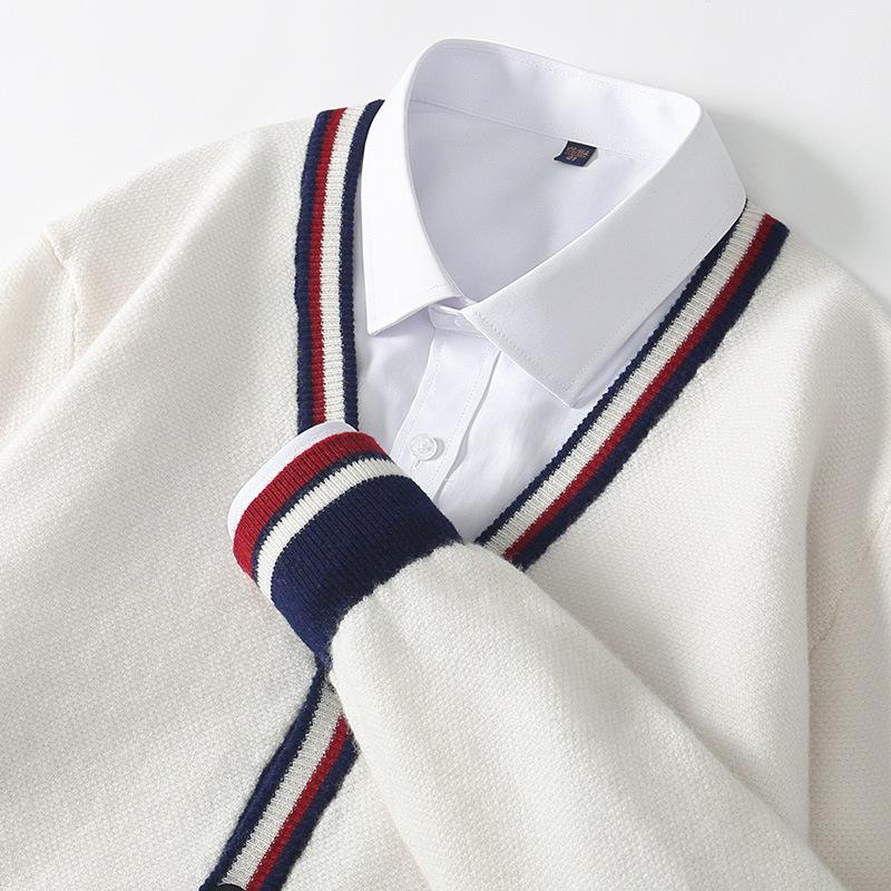 Men`s Loose Fit Wool V-Neck Cardigan