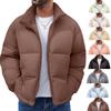 Men's And Women's Casual Solid-color Stand-up Collar Jackets, Men's Loose And Thick Cotton-padded Jackets