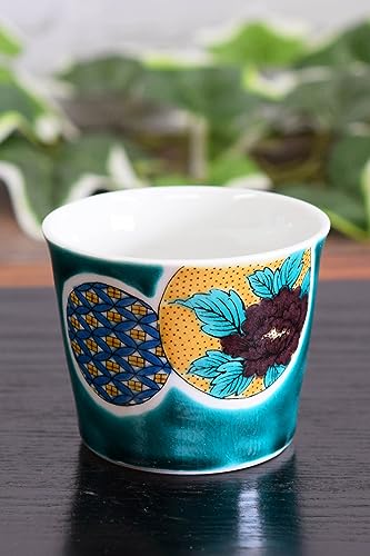 Waza no Kura Soba Choko (Soba Cup) - Stylish Kutani Ware Soba Cup with Green Circle Pattern - High-Quality Ceramic, Japanese Tableware, Made in Japan