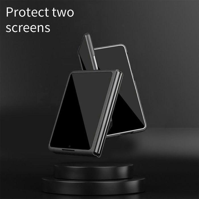 Case + 2 Tempered Glasses for Samsung Galaxy Z Fold 8, Protection with Magnetic Ring - Black